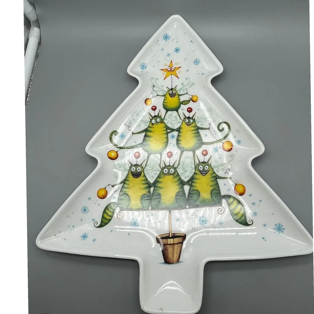 Royal Worcester Festive Collection Kitty Tree Serving Dish Clare Mackie 2005‎